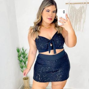 pollera short lentejuelas